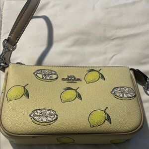 Coach Lemon Print Wristlet - Yellow and Cream